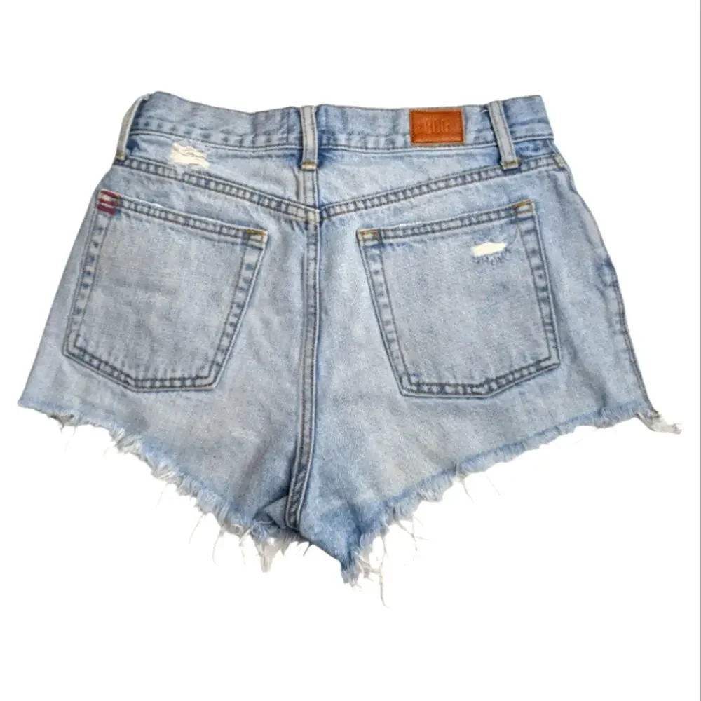 BDG Urban Outfitters Girlfriend High Rise Distressed Denim Boho Shorts Indigo 27